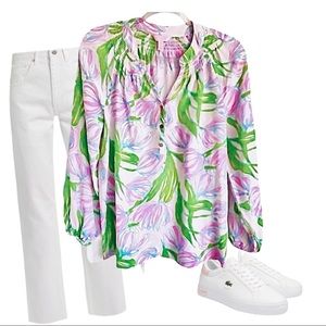 Lilly Pulitzer “Elsa” Silk Long Sleeve Top Size S